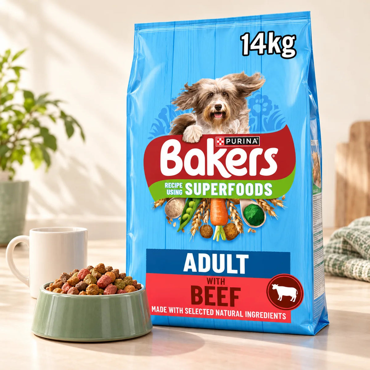 Bakers Superfoods Adult Dry Dog Food Beef and Veg 14kg - photo 1