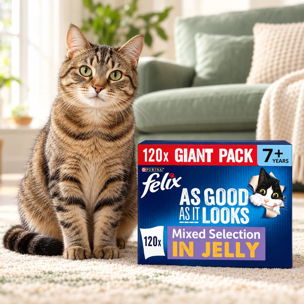 Felix As Good As It Looks Senior 7+ Wet Cat Food in Jelly, Mixed, 120 x 85g