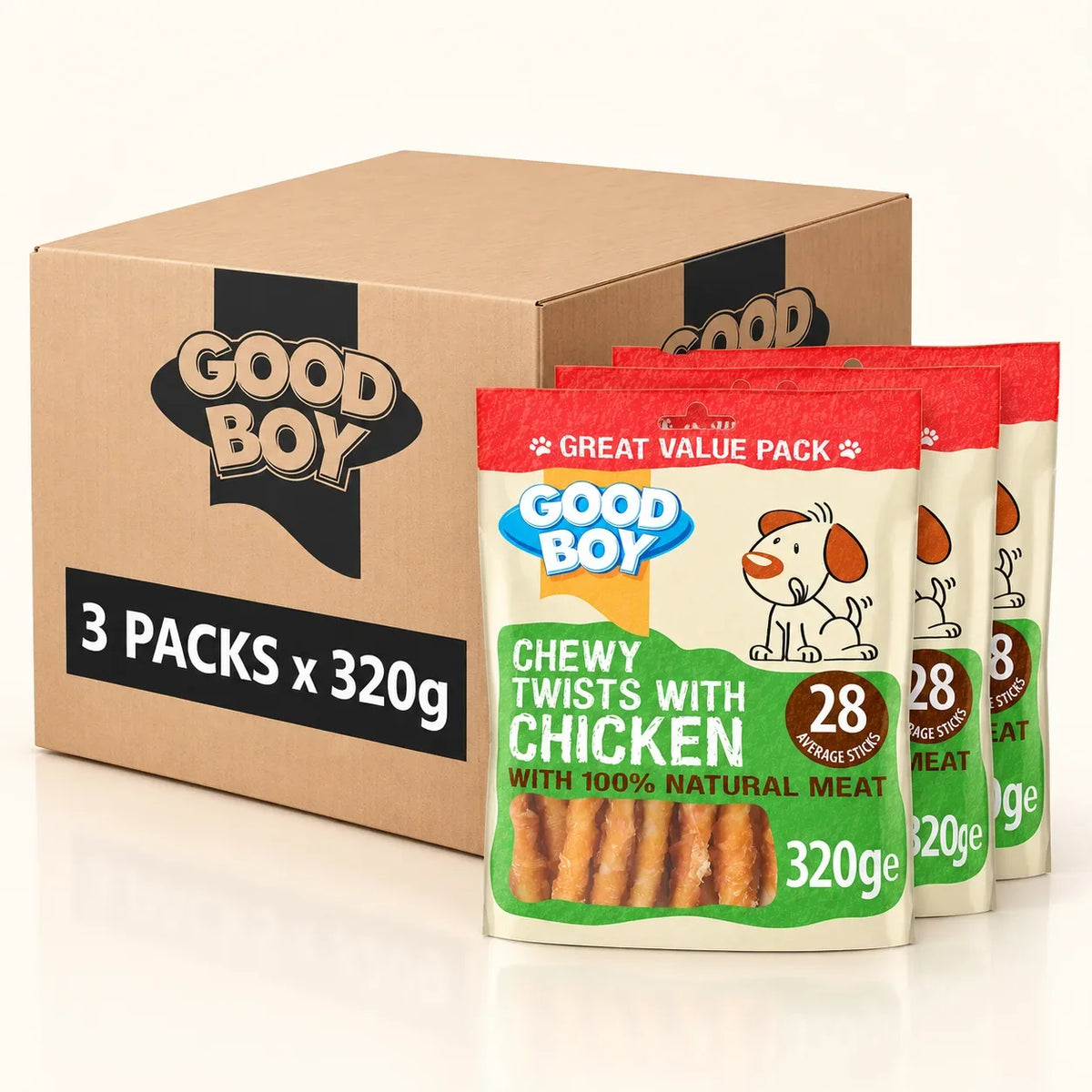 Good Boy Chewy Twists Chicken Dog Treats 3 x 320g - photo 1