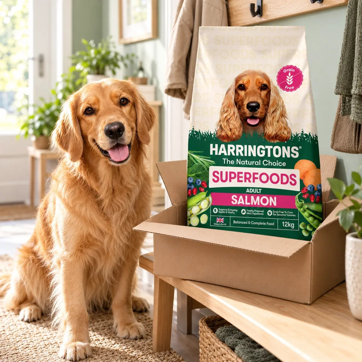 Harringtons Grain Free Dry Adult Dog Food Salmon and Veg 12kg - photo 1