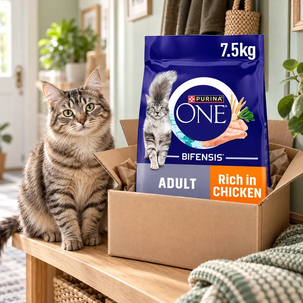 Purina ONE Bifensis Complete Dry Adult Cat Food Chicken 7.5kg - photo 1