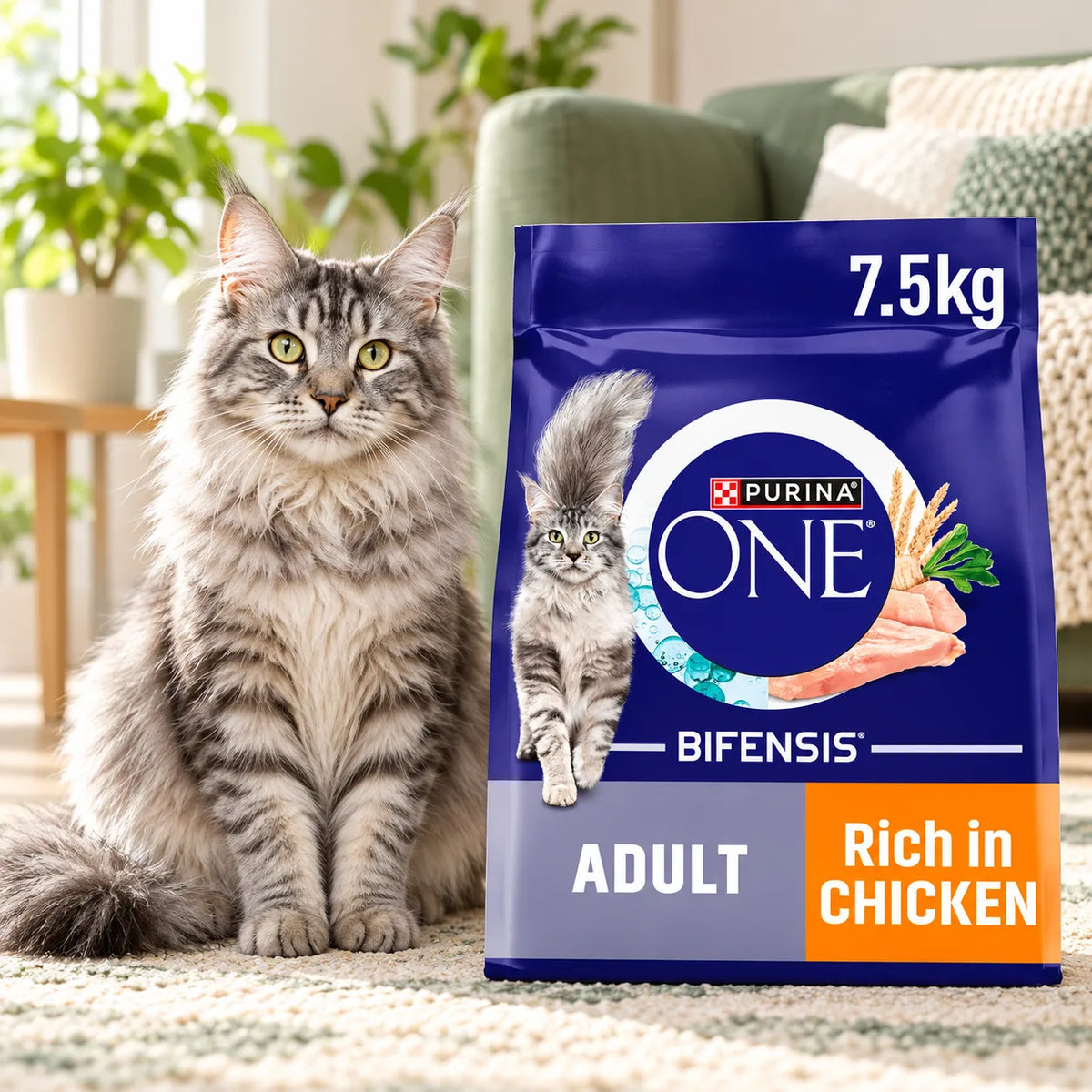 Purina ONE Bifensis Complete Dry Adult Cat Food Chicken 7.5kg - photo 3