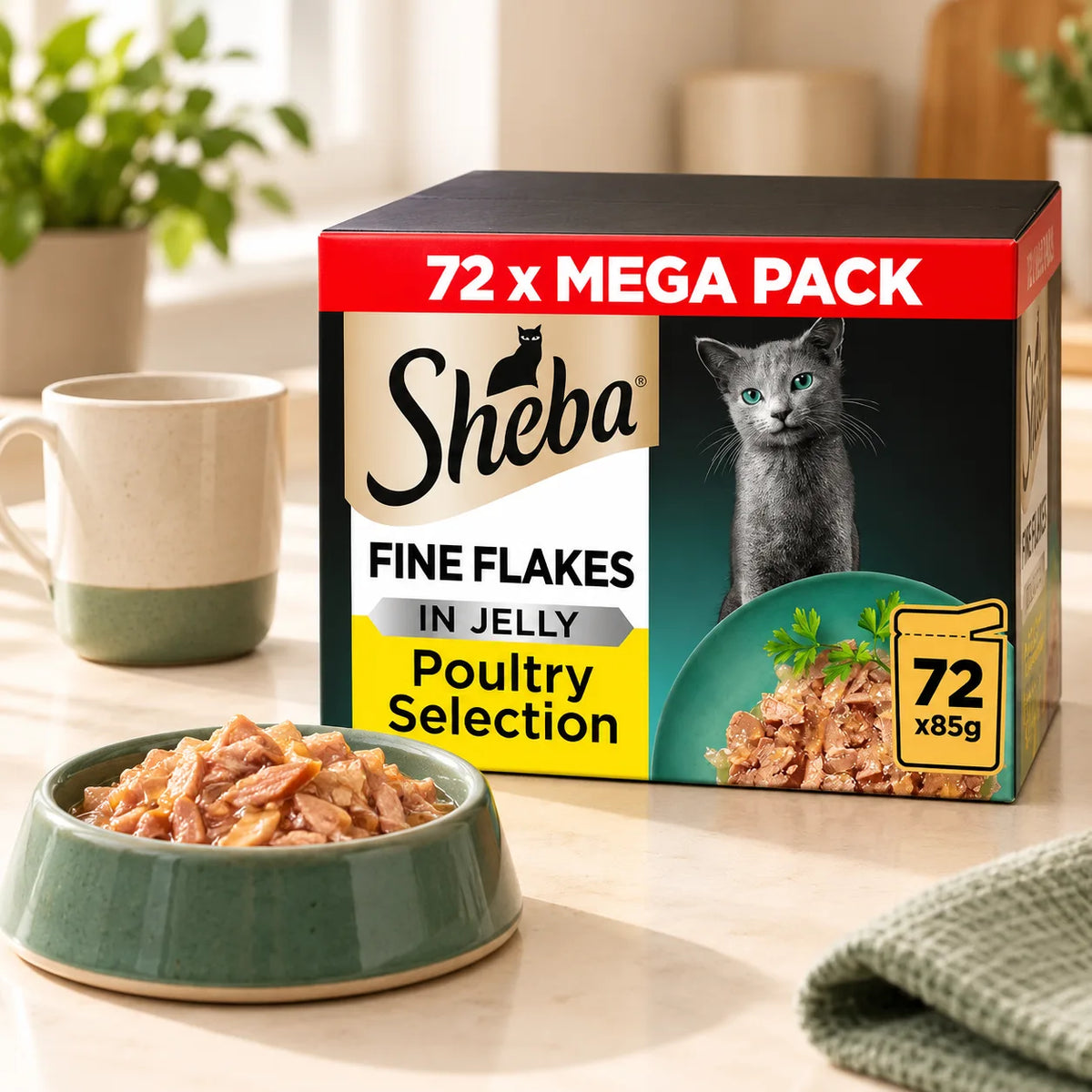 Sheba Fine Flakes Poultry Collection in Jelly Wet Cat Food 72 x 85g - photo 2