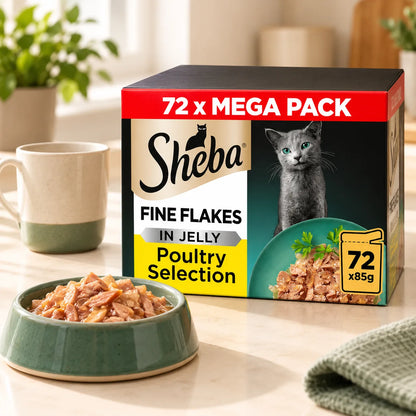 Sheba Fine Flakes Poultry Collection in Jelly Wet Cat Food 72 x 85g - photo 2
