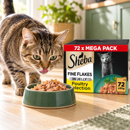 Sheba Fine Flakes Poultry Collection in Jelly Wet Cat Food 72 x 85g - photo 5