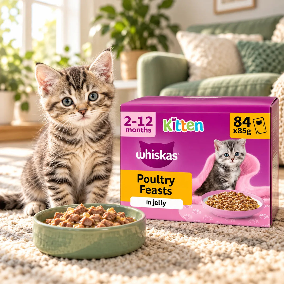 Whiskas Junior Wet Kitten Food Pouches in Jelly Poultry Selection 84 x 85g - photo 1